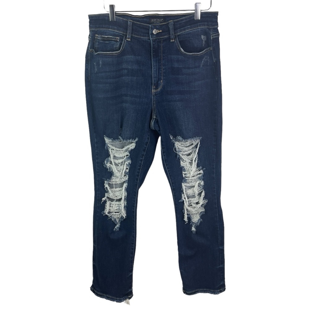 Judy Blue High Rise Straight Fit Stretch Heavily Distressed Women's Plus 16W
